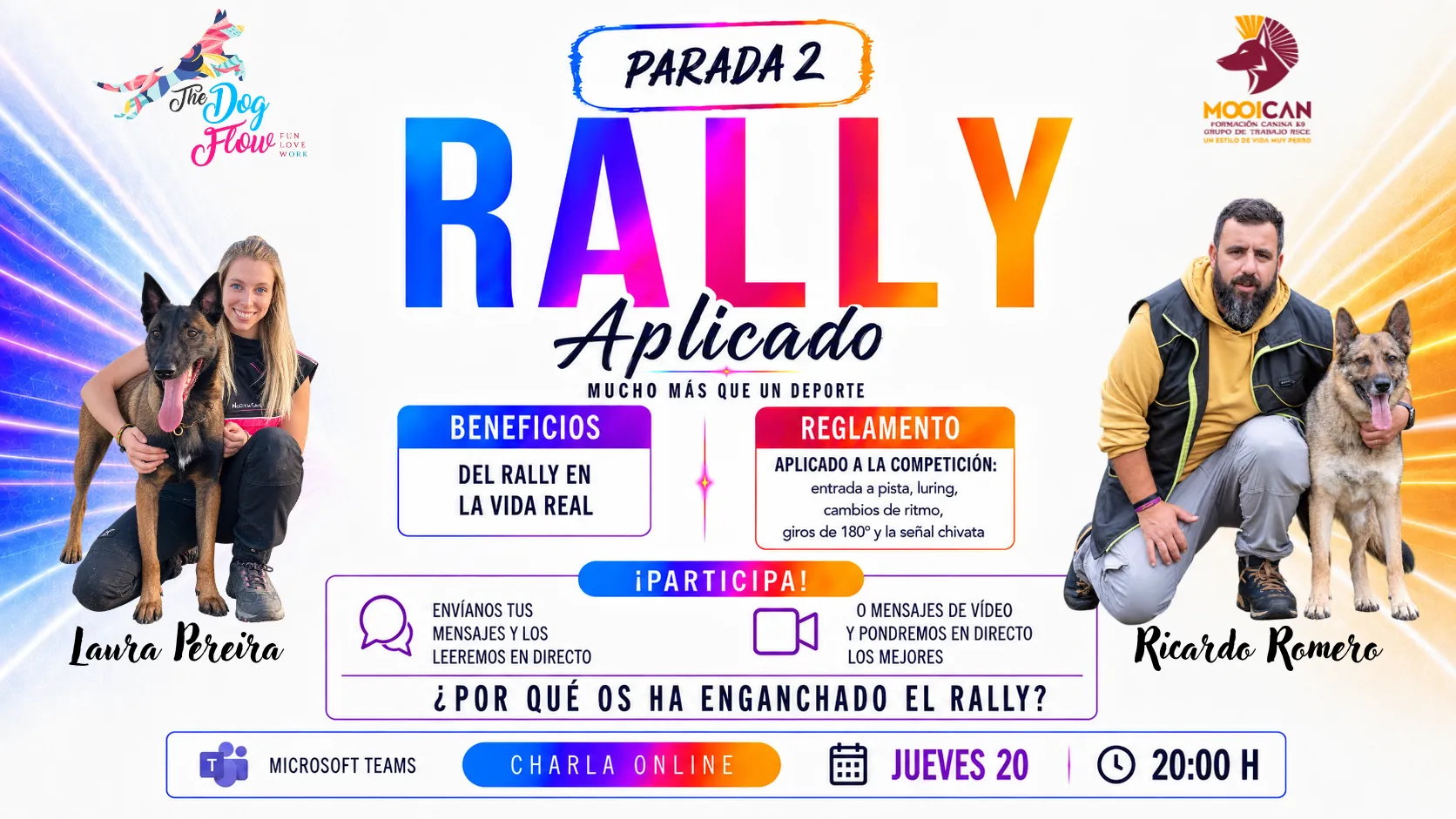Cartel de Parada 2 Línea Rally: beneficios del rally, luring, cambios de ritmo y decisiones del juez.