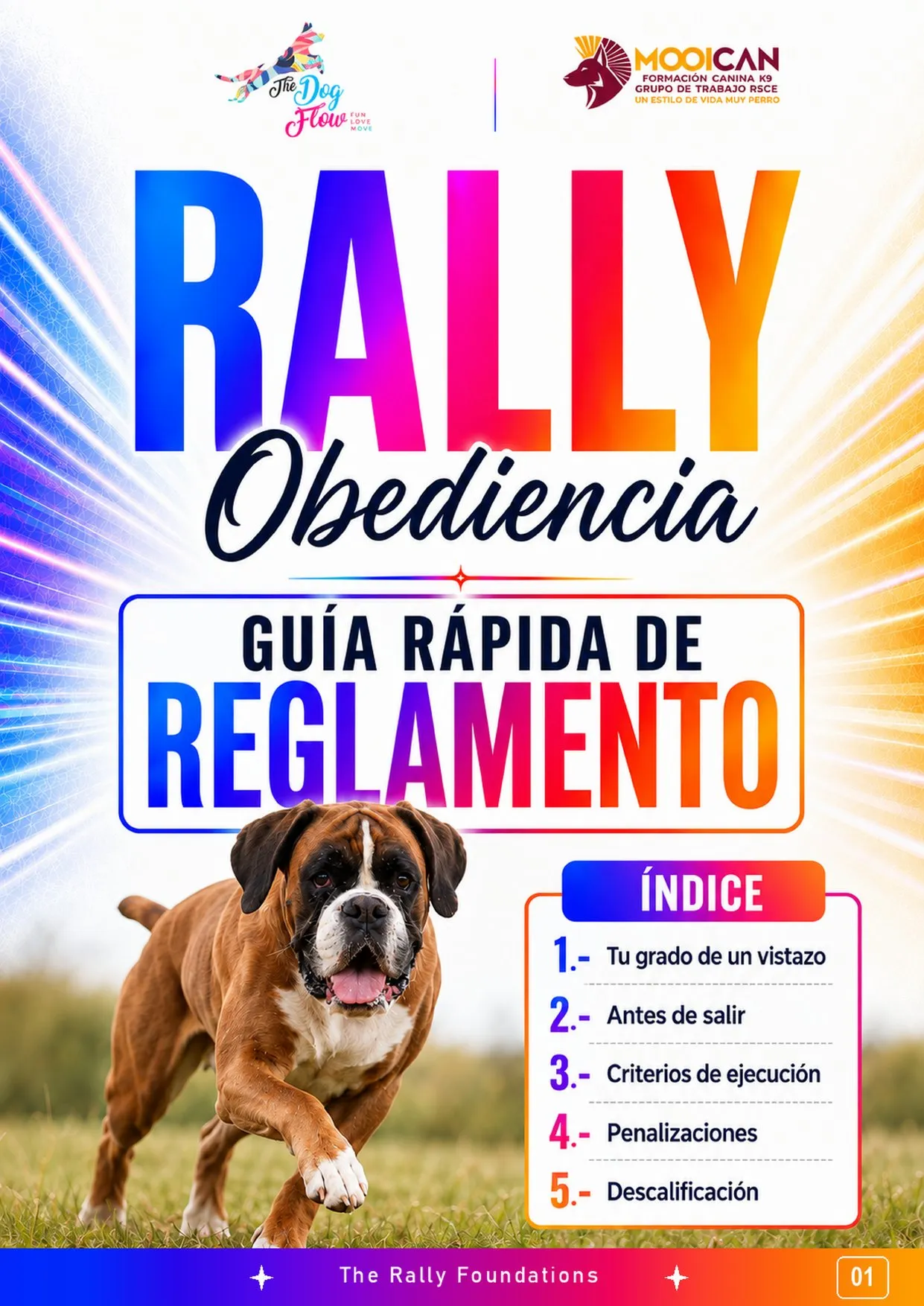 Portada de la guía rápida de reglamento de Rally Obediencia.